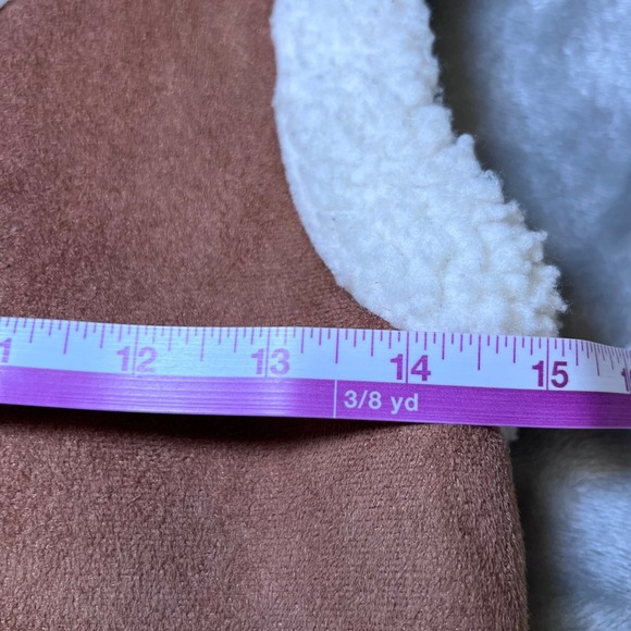 btween Sherpa Lined Faux Suede Vest Girls Large Brown Button Front Western Boho - Picture 9 of 13